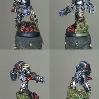 Описание картинки Terminator with Heavy Flamer⁠ (Iron Warriors) от Ravechwood по цене 1 500руб | Свободный Рынок Миниатюр - СРМ