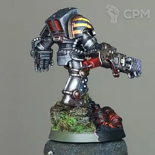 Описание картинки Terminator with Heavy Flamer⁠ (Iron Warriors) от Ravechwood по цене 1 500руб | Свободный Рынок Миниатюр - СРМ
