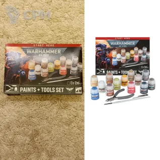 Описание картинки Warhammer 40,000: Paint + Tools set от Кооператив Миниатюр по цене 4 000руб | Свободный Рынок Миниатюр - СРМ