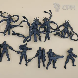 Описание картинки Arbitres and evercursed cyber zombies от PocketSized Prints по цене 500руб | Свободный Рынок Миниатюр - СРМ