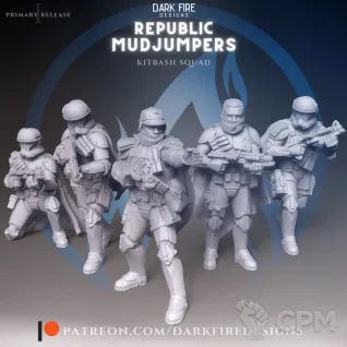 Описание картинки Jedi knight and Mudjumpers squad от PocketSized Prints по цене 500руб | Свободный Рынок Миниатюр - СРМ