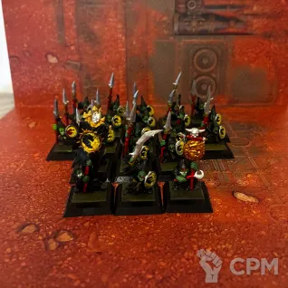 Описание картинки 18 Night Goblin Spearmen + Champion + Musician + Standard (оригинал) от User32030 по цене 100руб | Свободный Рынок Миниатюр - СРМ