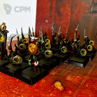 Описание картинки 18 Night Goblin Spearmen + Champion + Musician + Standard (оригинал) от User32030 по цене 100руб | Свободный Рынок Миниатюр - СРМ