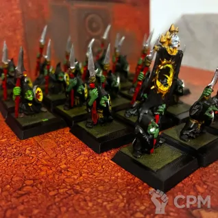 Описание картинки 18 Night Goblin Spearmen + Champion + Musician + Standard (оригинал) от User32030 по цене 100руб | Свободный Рынок Миниатюр - СРМ