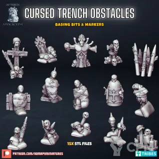 Описание картинки Cursed Trench Obstacles - Basing Bits &amp; Markers от PocketSized Prints по цене 700руб | Свободный Рынок Миниатюр - СРМ