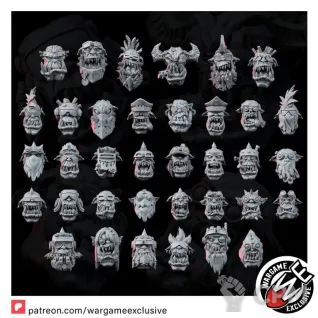 Описание картинки ORK HEADS SET от Бруталити по цене 300руб | Свободный Рынок Миниатюр - СРМ