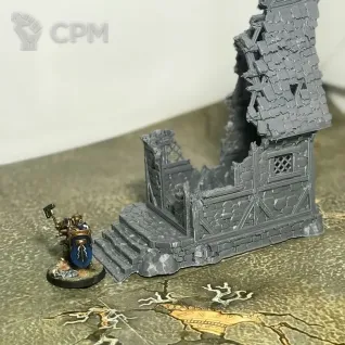 Описание картинки Руины малого коттеджа от 3D Wargaming по цене 400руб | Свободный Рынок Миниатюр - СРМ