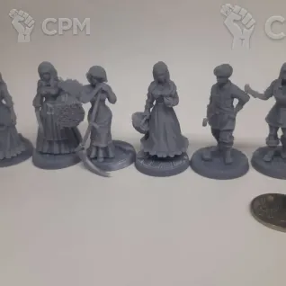 Описание картинки Селянки и подмастерье кузнеца от Подземный человек по цене 300руб | Свободный Рынок Миниатюр - СРМ