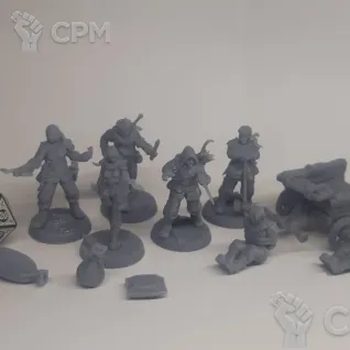 Описание картинки Банда разбойников, телега и пленники от Подземный человек по цене 500руб | Свободный Рынок Миниатюр - СРМ