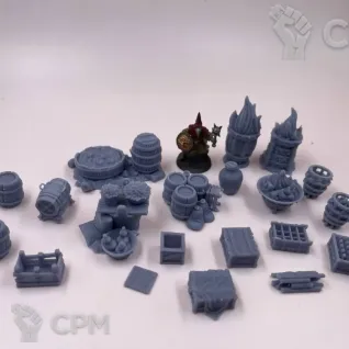 Описание картинки Фентази тирейн, бочки, ящики жаровни от Подземный человек по цене 300руб | Свободный Рынок Миниатюр - СРМ