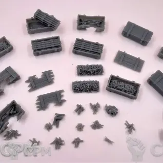 Описание картинки Ящики с патронами, гранатами. Стрелянные гильзы от Подземный человек по цене 200руб | Свободный Рынок Миниатюр - СРМ