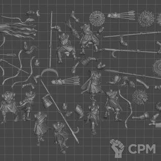 Описание картинки Peasant Levy 10 моделей с луками. Скан + базы от WastelandMiniatures по цене 700руб | Свободный Рынок Миниатюр - СРМ