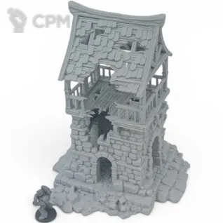 Описание картинки Разрушенная Сторожевая Вышка - Фэнтези Террейн от Terrain Print по цене 800руб | Свободный Рынок Миниатюр - СРМ