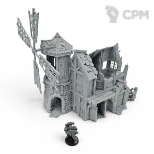 Описание картинки Разрушенный Дом-Мельница - Фэнтези Террейн от Terrain Print по цене 800руб | Свободный Рынок Миниатюр - СРМ