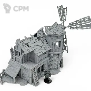 Описание картинки Разрушенный Дом-Мельница - Фэнтези Террейн от Terrain Print по цене 800руб | Свободный Рынок Миниатюр - СРМ