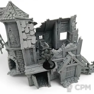 Описание картинки Разрушенный Дом-Мельница - Фэнтези Террейн от Terrain Print по цене 800руб | Свободный Рынок Миниатюр - СРМ