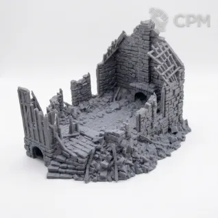 Описание картинки Руины каменного коттеджа №2 от 3D Wargaming по цене 700руб | Свободный Рынок Миниатюр - СРМ