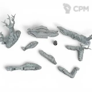Описание картинки Стены Кладбища - Фэнтези Террейн, Shadowfey Ruins от Terrain Print по цене 100руб | Свободный Рынок Миниатюр - СРМ