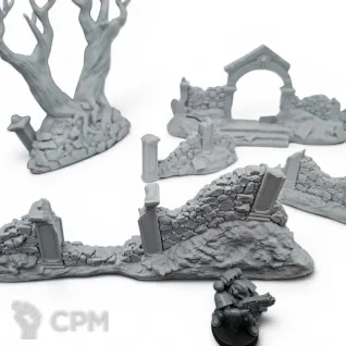 Описание картинки Стены Кладбища - Фэнтези Террейн, Shadowfey Ruins от Terrain Print по цене 100руб | Свободный Рынок Миниатюр - СРМ