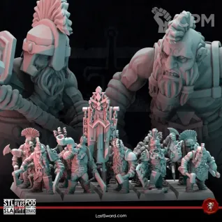Описание картинки Dwarves Berserkers от Recruiter по цене 600руб | Свободный Рынок Миниатюр - СРМ