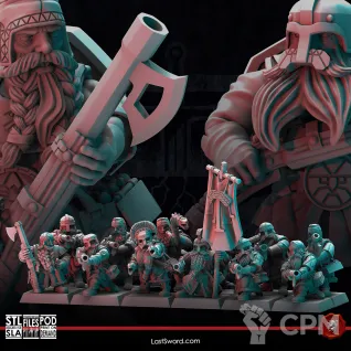 Описание картинки Dwarves Handgunners от Recruiter по цене 600руб | Свободный Рынок Миниатюр - СРМ