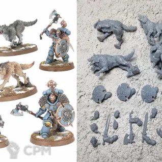 Описание картинки Wolf Guard Headtakers with Hunting Wolves от 3Д-Печка по цене 500руб | Свободный Рынок Миниатюр - СРМ