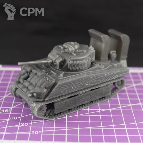 Описание картинки Американский средний танк M4A2 Sherman КМП со шноркелем / масштаб 1:56 / 28мм от DModels по цене 2 100руб | Свободный Рынок Миниатюр - СРМ