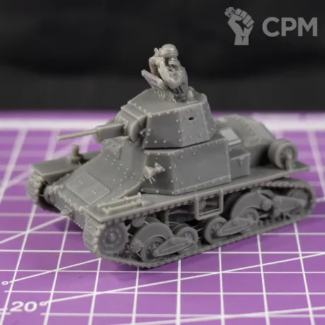 Описание картинки Итальянский легкий танк Fiat L6/40 с миниатюрой командира / масштаб 1:56 / 28мм от DModels по цене 830руб | Свободный Рынок Миниатюр - СРМ