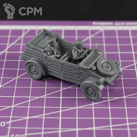 Описание картинки Немецкий автомобиль Kübelwagen с водителем и офицером (версия DAK) /масштаб 1:56 /28мм от DModels по цене 350руб | Свободный Рынок Миниатюр - СРМ