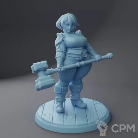 Описание картинки Bridget the Fighter ( Female Human Fighter ) от PocketSized Prints по цене 250руб | Свободный Рынок Миниатюр - СРМ