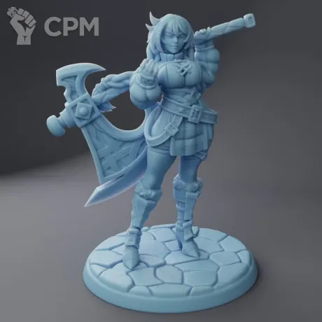 Описание картинки Gitta the Warrior ( Female Human Fighter / Warrior / Barbarian ) от PocketSized Prints по цене 250руб | Свободный Рынок Миниатюр - СРМ