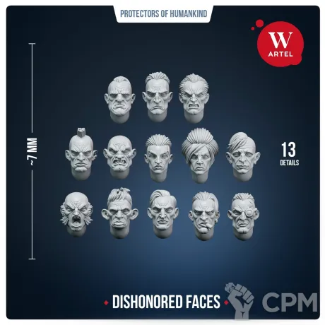Описание картинки Части для миниатюр Dishonored Faces от Артель W по цене 695руб | Свободный Рынок Миниатюр - СРМ