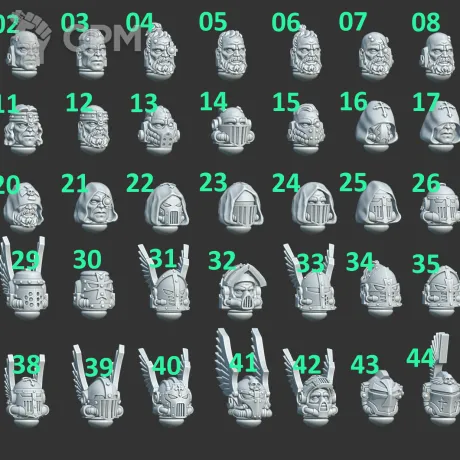 Описание картинки Dark Angels heads 5шт от Helnex workshop  по цене 120руб | Свободный Рынок Миниатюр - СРМ