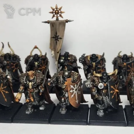Описание картинки Chaos Warriors with hand weapons &amp; shields, 10 моделей, оригинал пластик от Shamkin по цене 2 500руб | Свободный Рынок Миниатюр - СРМ