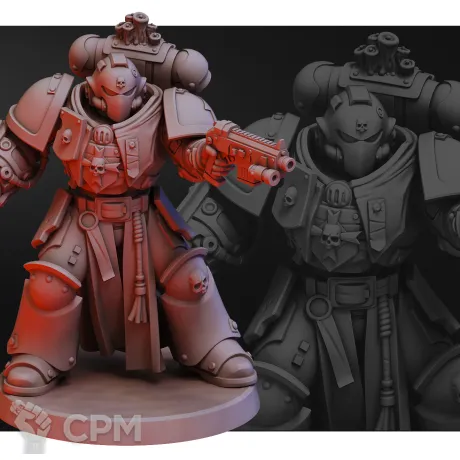 Описание картинки Black Templars Chaplain от Печатный подвальчик по цене 280руб | Свободный Рынок Миниатюр - СРМ