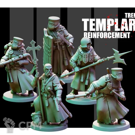 Описание картинки Trench Templars Reinforcement от PocketSized Prints по цене 800руб | Свободный Рынок Миниатюр - СРМ