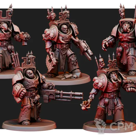 Описание картинки World Eaters Chaos Terminator Squad от Печатный подвальчик по цене 1 400руб | Свободный Рынок Миниатюр - СРМ