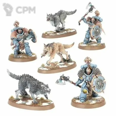 Описание картинки Wolf Guard Headtakers with Hunting Wolves (2025) от WastelandMiniatures по цене 1 220руб | Свободный Рынок Миниатюр - СРМ