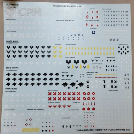Описание картинки Декали Space marine Transfer Sheet Indomitus от Утка по цене 500руб | Свободный Рынок Миниатюр - СРМ