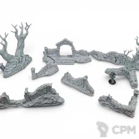 Описание картинки Стены Кладбища - Фэнтези Террейн, Shadowfey Ruins от Terrain Print по цене 1 800руб | Свободный Рынок Миниатюр - СРМ