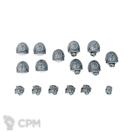 Описание картинки Imperial Fists Templar Brethren Shoulders and head от Red Rooster по цене 586руб | Свободный Рынок Миниатюр - СРМ