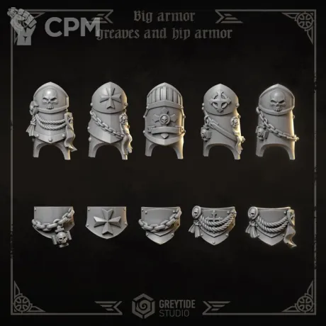 Описание картинки Black Templars - Big amor greaves and hip armor от Мастерская террейна по цене 100руб | Свободный Рынок Миниатюр - СРМ