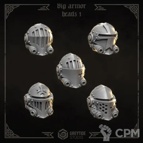 Описание картинки Black Templars - Big armor heads 1 от Мастерская террейна по цене 150руб | Свободный Рынок Миниатюр - СРМ