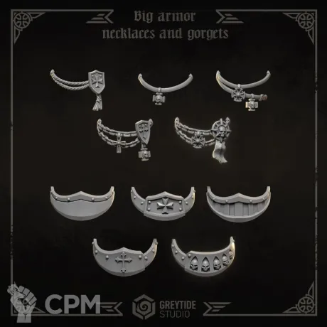 Описание картинки Black Templars - Big armor necklaces and gorgets от Мастерская террейна по цене 100руб | Свободный Рынок Миниатюр - СРМ