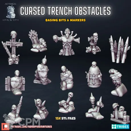 Описание картинки Cursed Trench Obstacles - Basing Bits &amp; Markers от PocketSized Prints по цене 700руб | Свободный Рынок Миниатюр - СРМ
