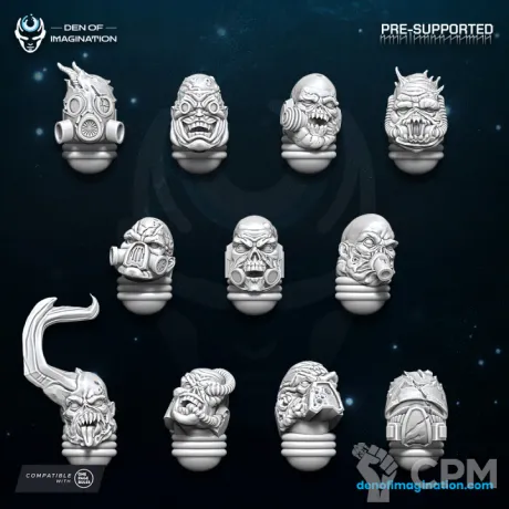 Описание картинки Plague Sons Head set от PocketSized Prints по цене 225руб | Свободный Рынок Миниатюр - СРМ