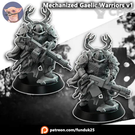 Описание картинки Mechanized Gaelic Warriors v1 от PocketSized Prints по цене 600руб | Свободный Рынок Миниатюр - СРМ