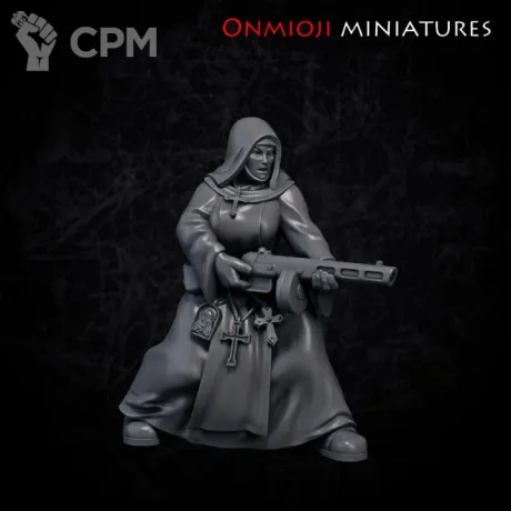 Описание картинки Nun with gun от PocketSized Prints по цене 175руб | Свободный Рынок Миниатюр - СРМ