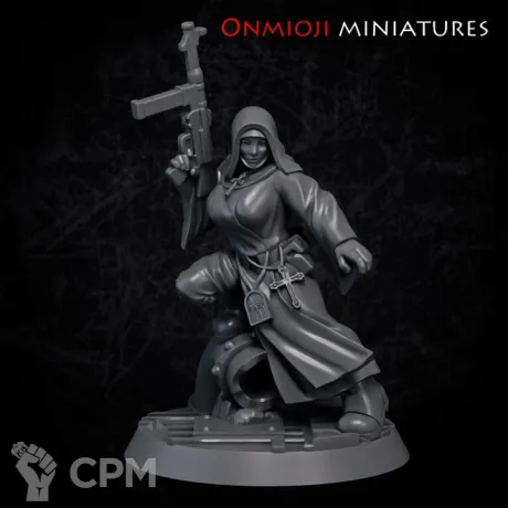 Описание картинки Nun with gun от PocketSized Prints по цене 175руб | Свободный Рынок Миниатюр - СРМ