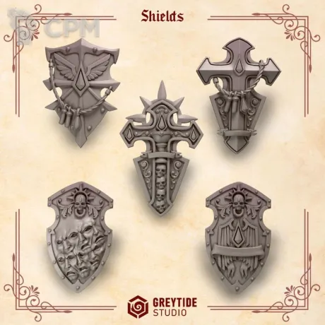 Описание картинки Blood Angels - Shields от Мастерская террейна по цене 200руб | Свободный Рынок Миниатюр - СРМ